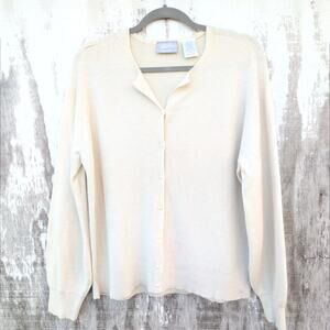 Vintage Blair Silk Angora Pearl Button Up Cream Twee Coquette Dainty Women's XL